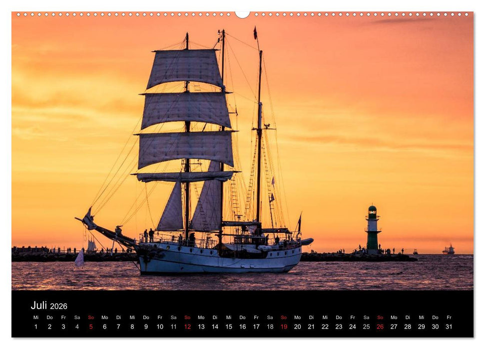 Windjammer auf der Ostsee im Abendlicht (CALVENDO Premium Wandkalender 2026)