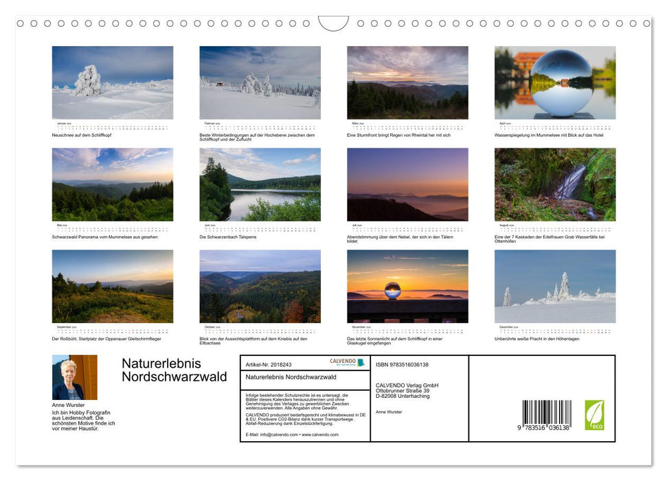 Naturerlebnis Nordschwarzwald (CALVENDO Wandkalender 2026)