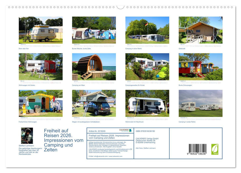 Freiheit auf Reisen 2026. Impressionen vom Camping und Zelten (CALVENDO Premium Wandkalender 2026)