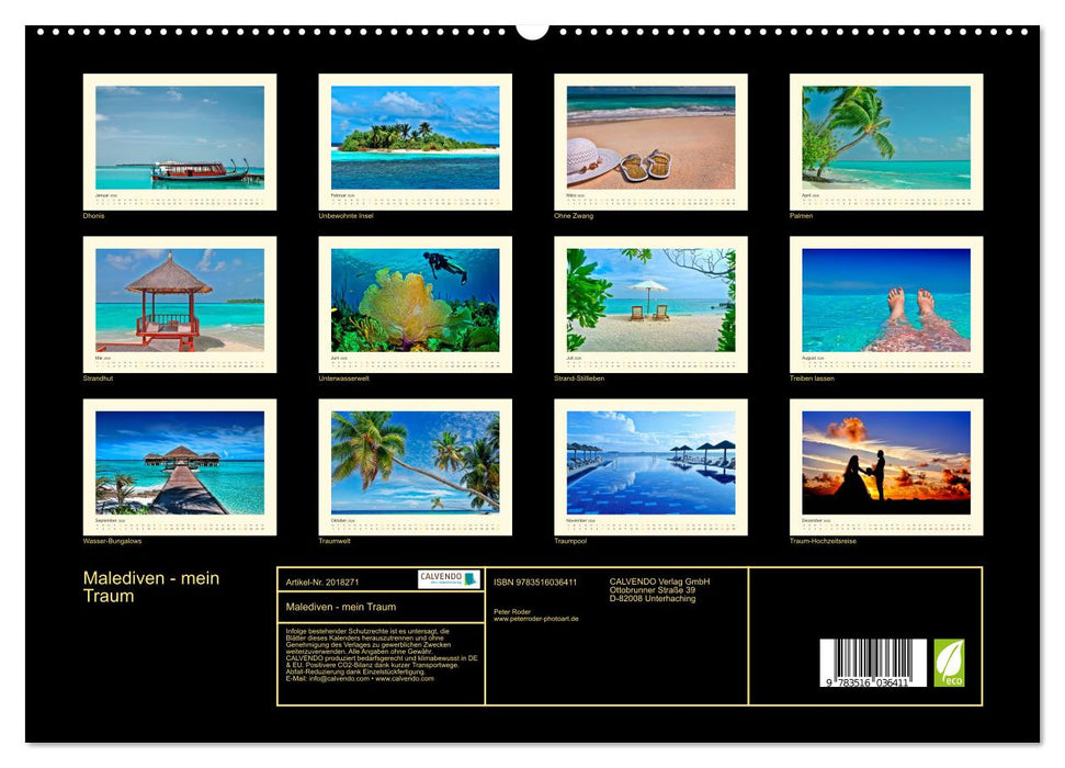 Malediven - mein Traum (CALVENDO Premium Wandkalender 2026)