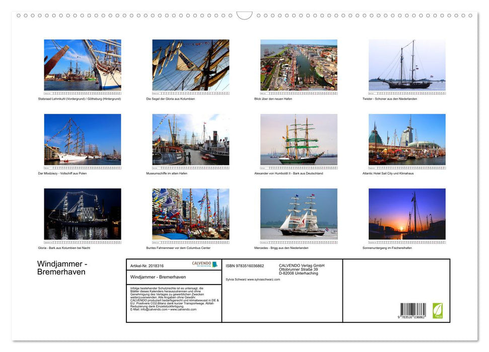 Windjammer - Bremerhaven (CALVENDO Wandkalender 2026)