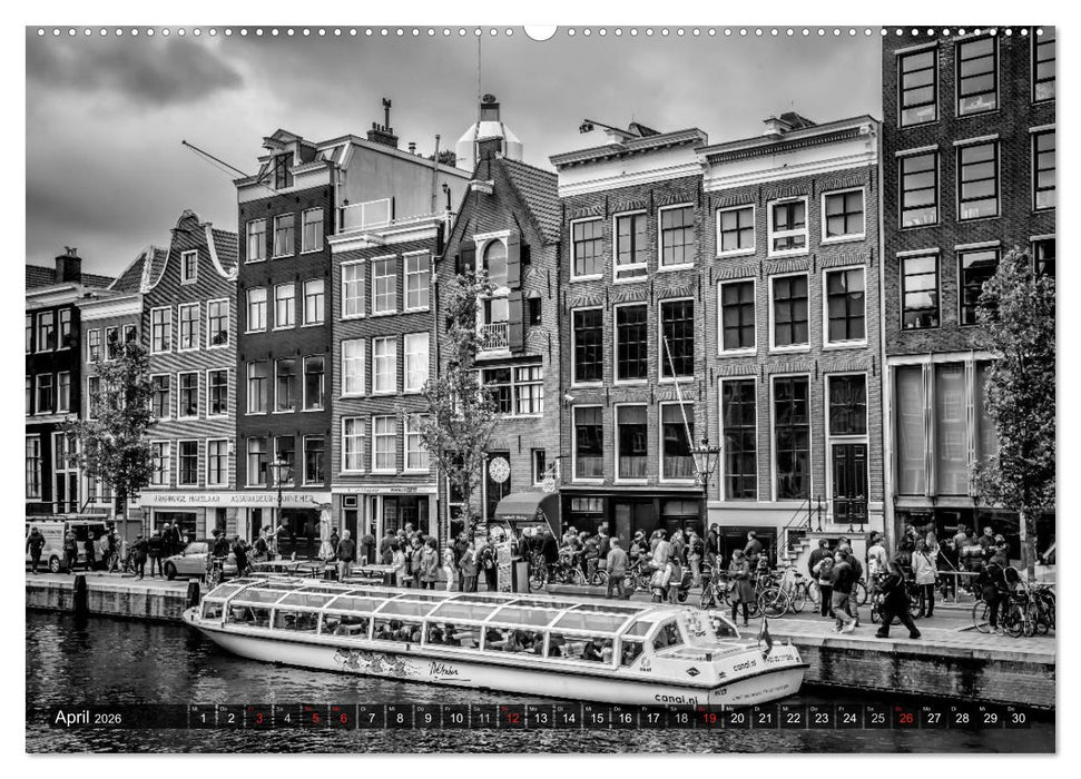 AMSTERDAM Stadtherz in Monochrom (CALVENDO Premium Wandkalender 2026)
