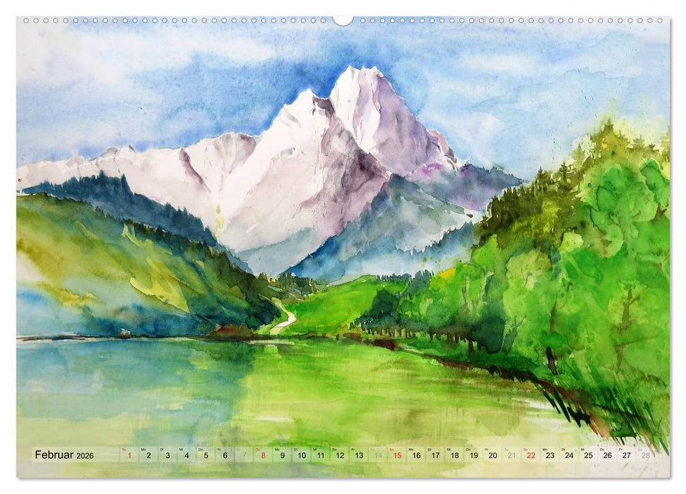Malerisches Garmisch Partenkirchen - Aquarelle und Fotografien (CALVENDO Premium Wandkalender 2026)