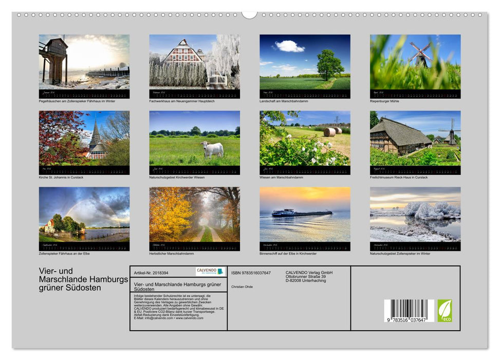 Vier- und Marschlande Hamburgs grüner Südosten (CALVENDO Premium Wandkalender 2026)