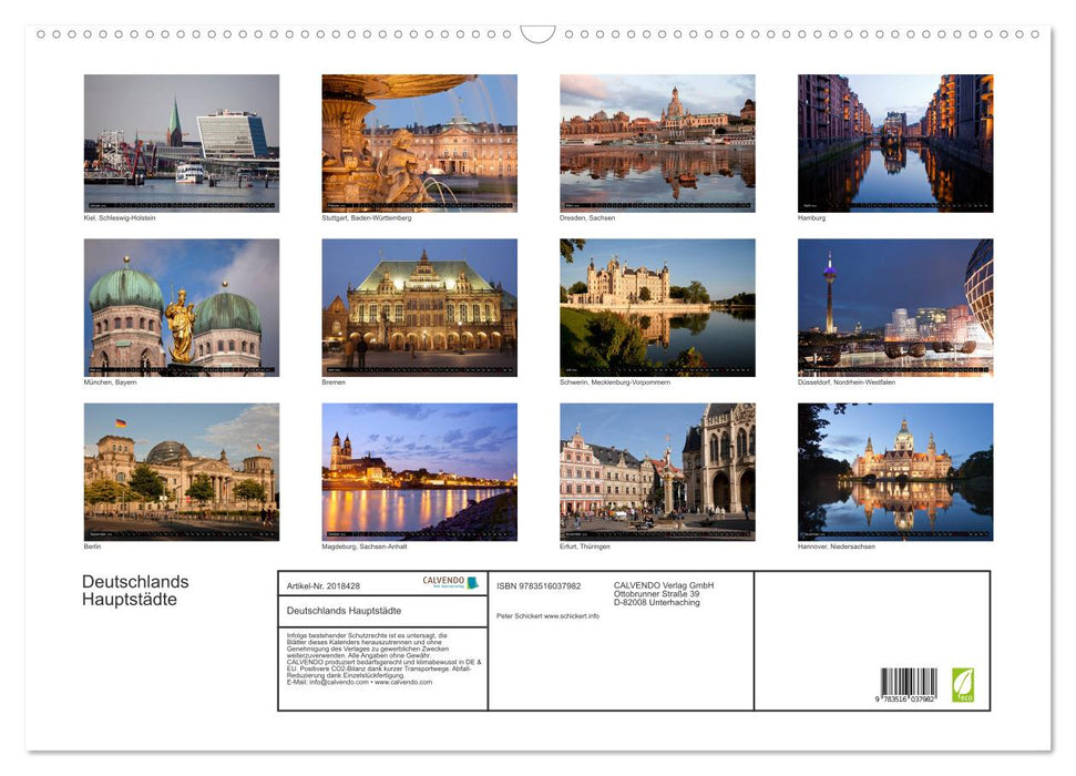 Deutschlands Hauptstädte (CALVENDO Wandkalender 2026)