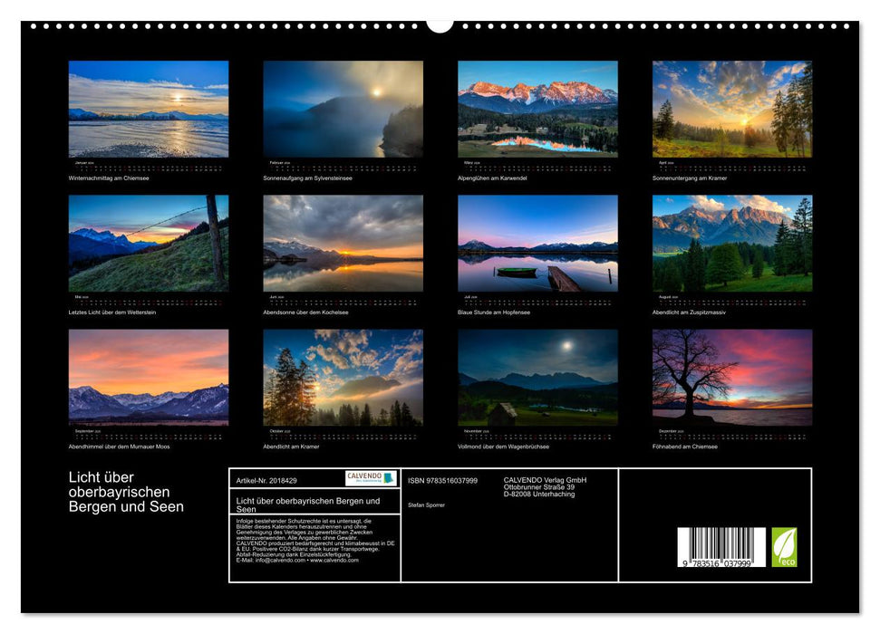 Licht über oberbayrischen Bergen und Seen (CALVENDO Premium Wandkalender 2026)