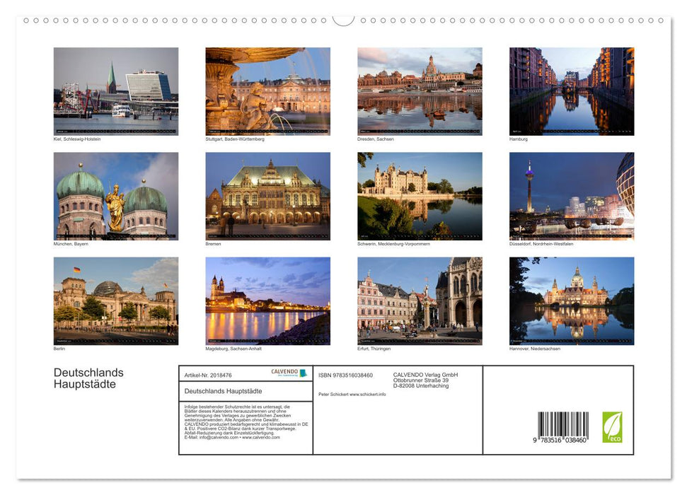 Deutschlands Hauptstädte (CALVENDO Premium Wandkalender 2026)