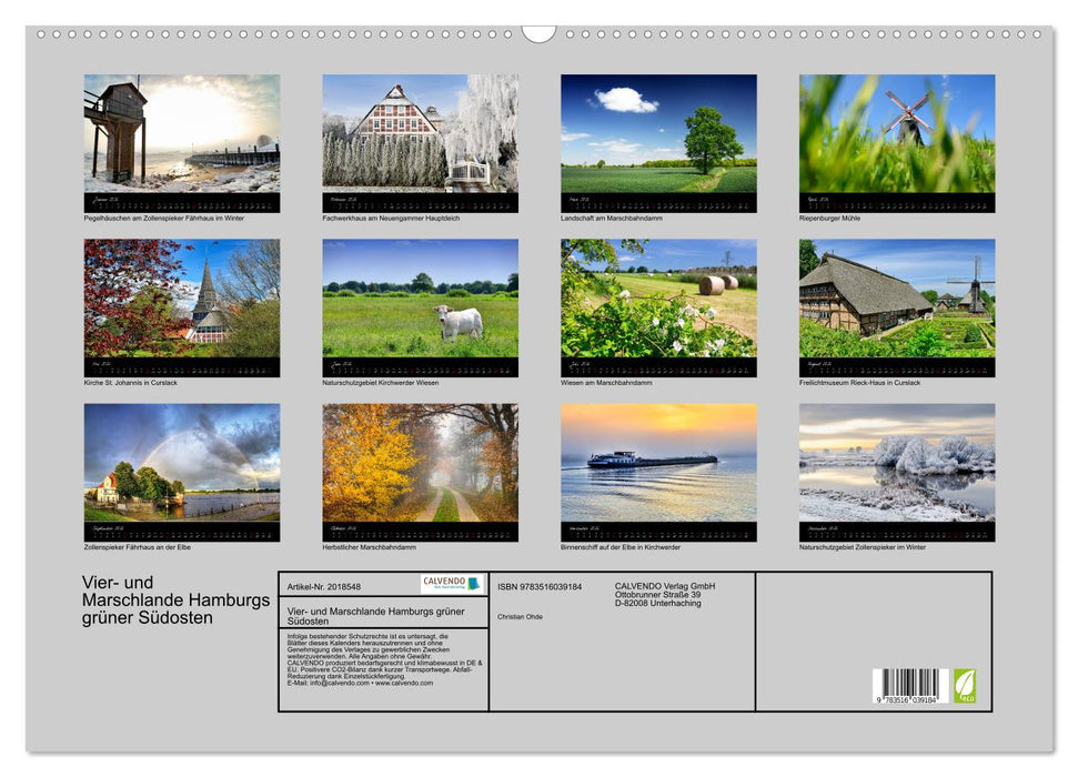 Vier- und Marschlande Hamburgs grüner Südosten (CALVENDO Wandkalender 2026)
