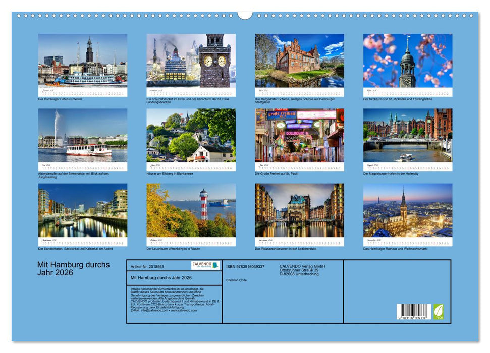 Mit Hamburg durchs Jahr 2026 (CALVENDO Wandkalender 2026)