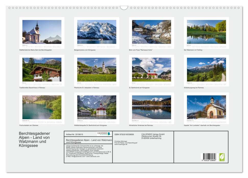 Berchtesgadener Alpen - Land von Watzmann und Königssee (CALVENDO Wandkalender 2026)