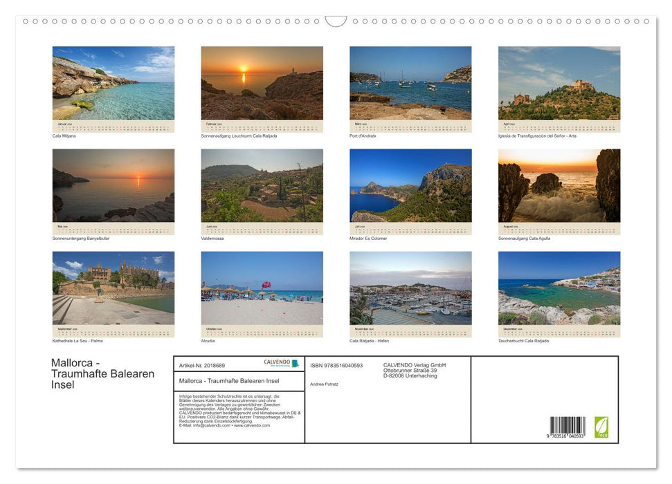 Mallorca - Traumhafte Balearen Insel (CALVENDO Wandkalender 2026)