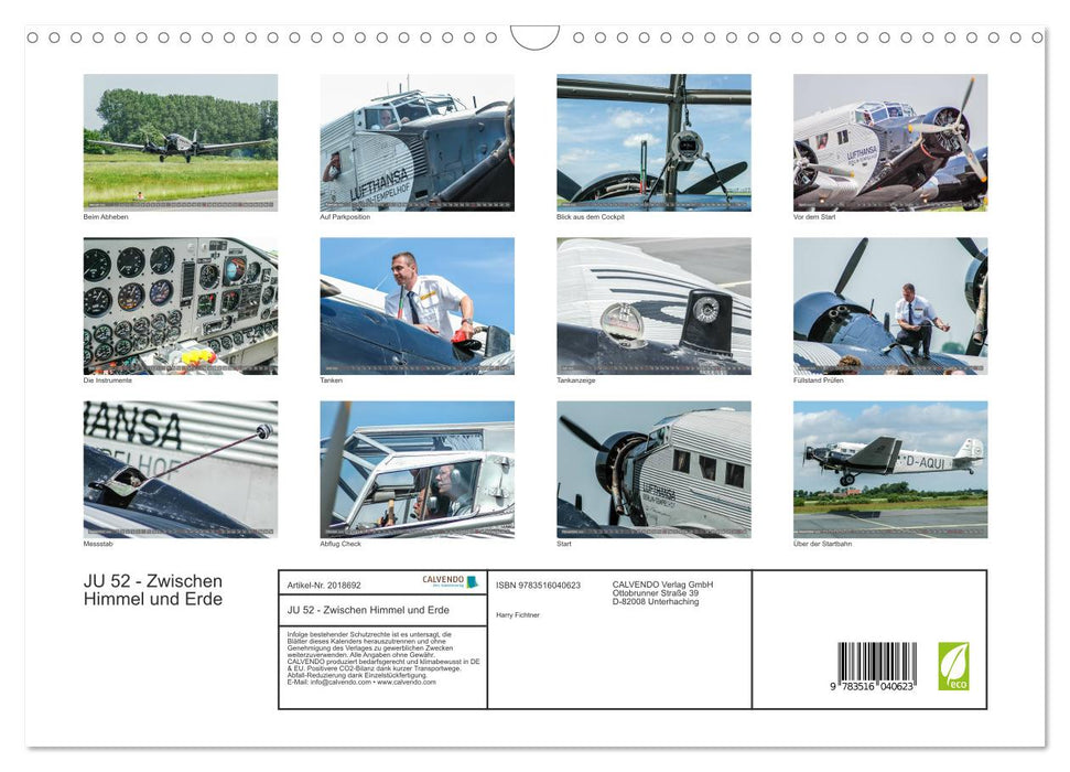JU 52 - Zwischen Himmel und Erde (CALVENDO Wandkalender 2026)