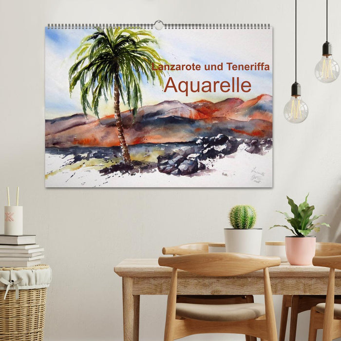 Lanzarote und Teneriffa - Aquarelle (CALVENDO Wandkalender 2026)