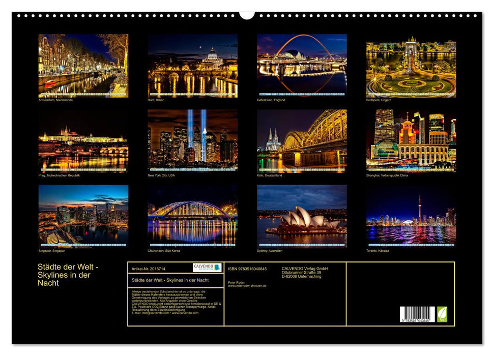 Städte der Welt - Skylines in der Nacht (CALVENDO Wandkalender 2026)