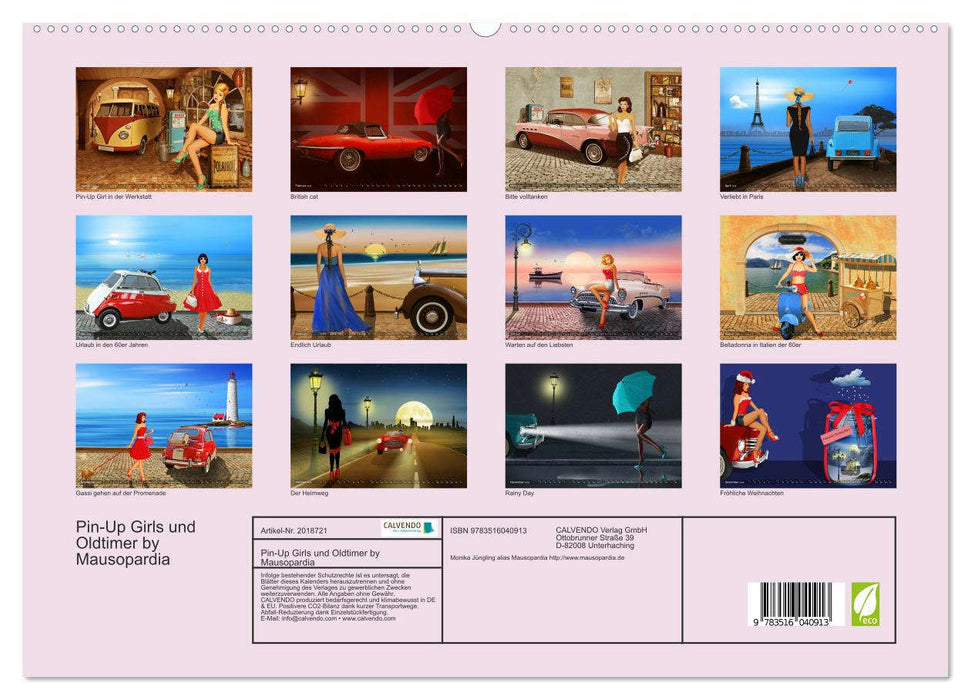 Pin-Up Girls und Oldtimer by Mausopardia (CALVENDO Premium Wandkalender 2026)