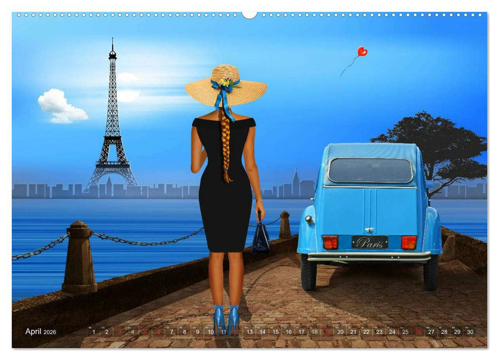 Pin-Up Girls und Oldtimer by Mausopardia (CALVENDO Premium Wandkalender 2026)
