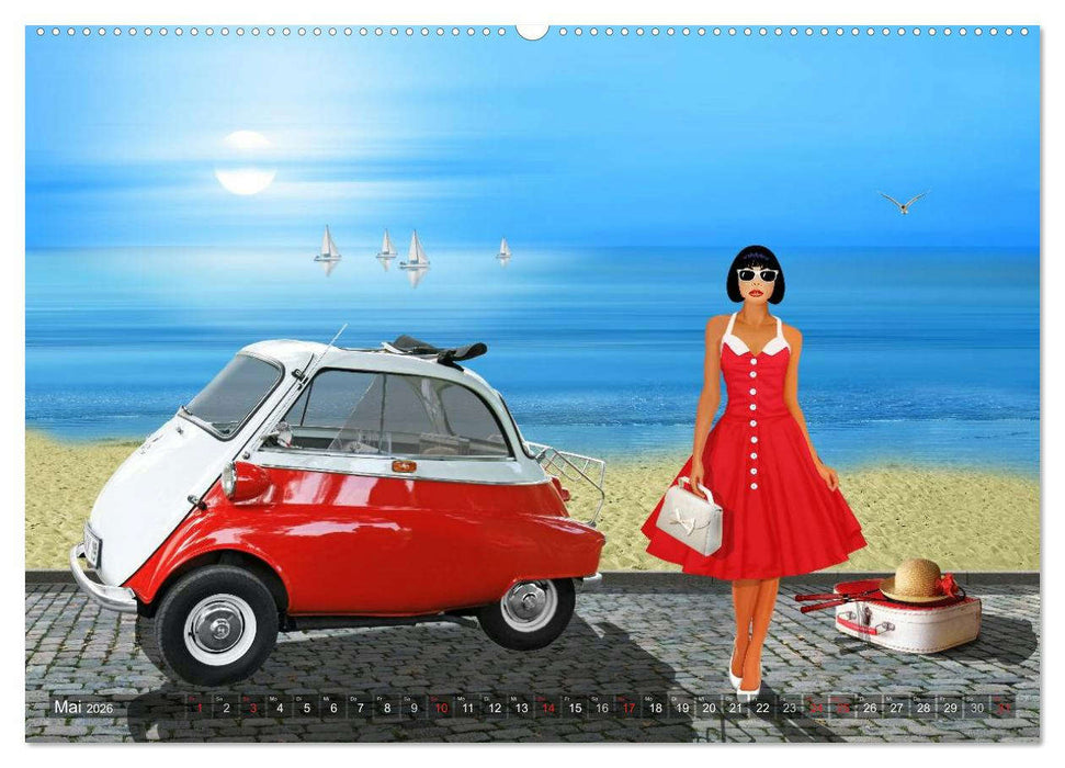Pin-Up Girls und Oldtimer by Mausopardia (CALVENDO Premium Wandkalender 2026)