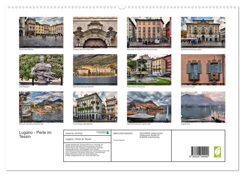 Lugano - Perle im Tessin (CALVENDO Premium Wandkalender 2026)
