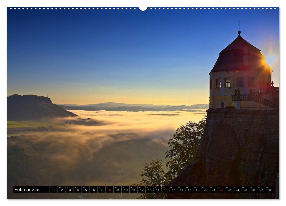 Nebelwelten Sächsische Schweiz (CALVENDO Premium Wandkalender 2026)