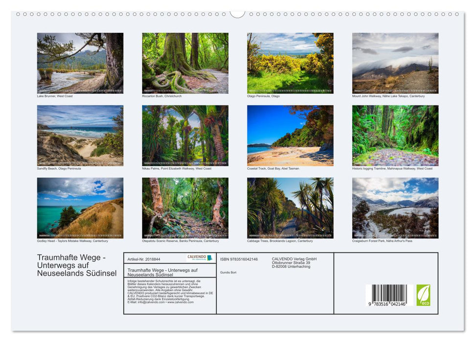 Traumhafte Wege - Unterwegs auf Neuseelands Südinsel (CALVENDO Wandkalender 2026)