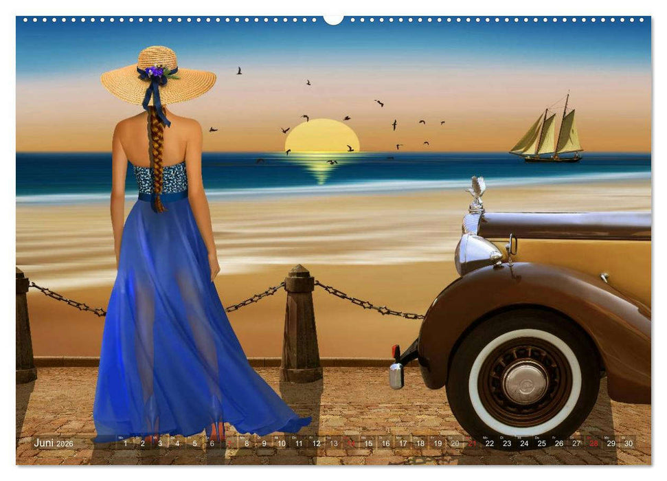 Pin-Up Girls und Oldtimer by Mausopardia (CALVENDO Wandkalender 2026)