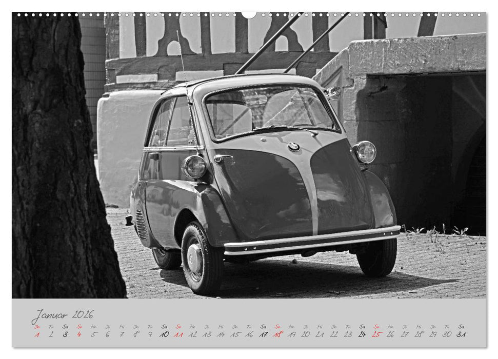 BMW Isetta 300 in schwarzweiß (CALVENDO Premium Wandkalender 2026)