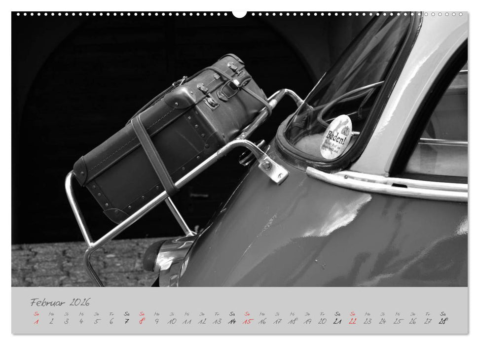 BMW Isetta 300 in schwarzweiß (CALVENDO Premium Wandkalender 2026)