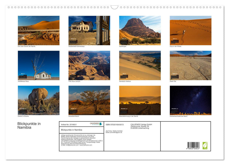 Blickpunkte in Namibia (CALVENDO Wandkalender 2026)