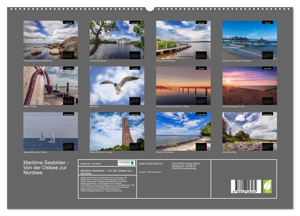Maritime Seebilder - Von der Ostsee zur Nordsee (CALVENDO Premium Wandkalender 2026)