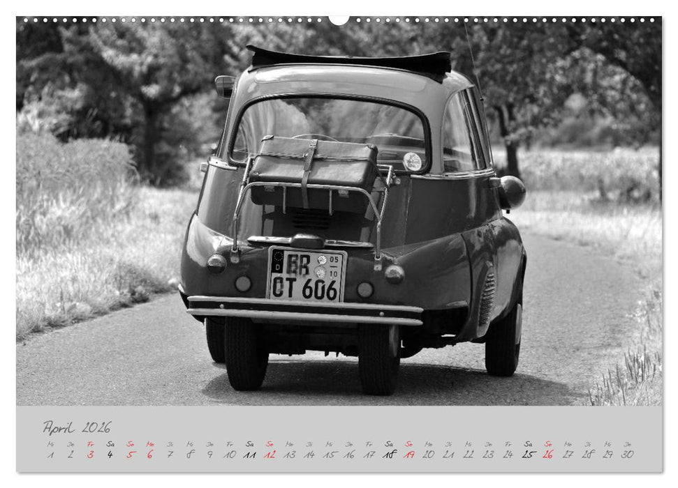 BMW Isetta 300 in schwarzweiß (CALVENDO Wandkalender 2026)