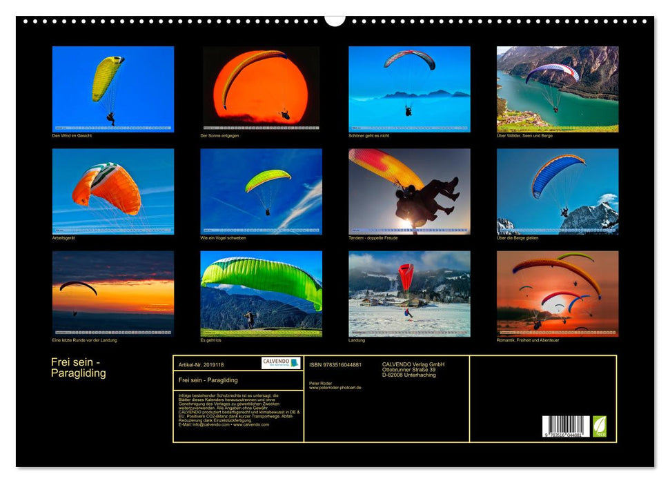 Frei sein - Paragliding (CALVENDO Wandkalender 2026)