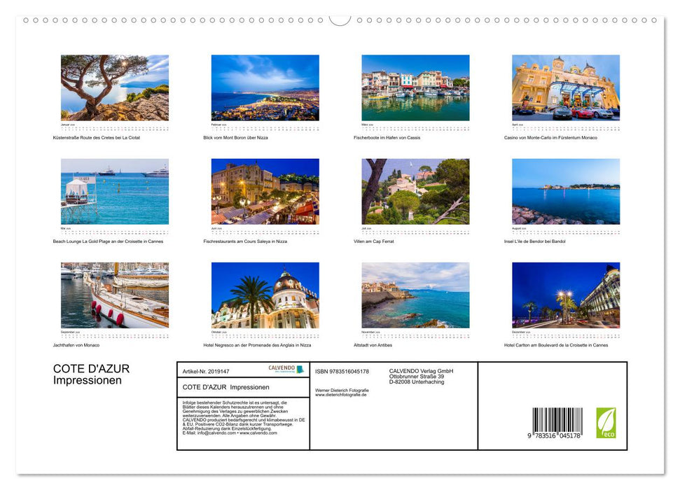 COTE D'AZUR Impressionen (CALVENDO Premium Wandkalender 2026)