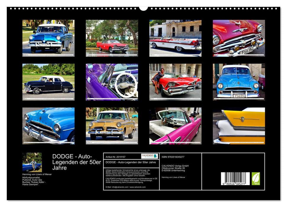 DODGE - Auto-Legenden der 50er Jahre (CALVENDO Premium Wandkalender 2026)
