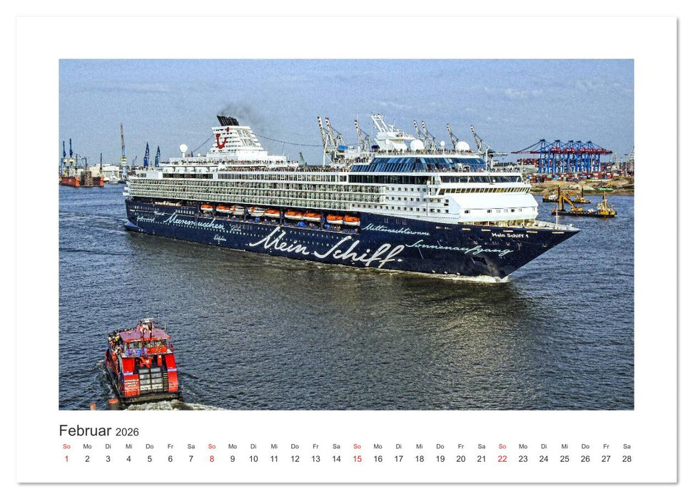 Kreuzfahrtschiffe Kurs Hamburg 2026 (CALVENDO Premium Wandkalender 2026)