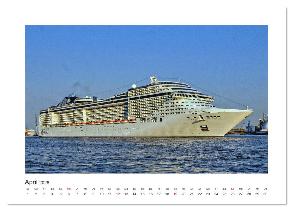 Kreuzfahrtschiffe Kurs Hamburg 2026 (CALVENDO Premium Wandkalender 2026)