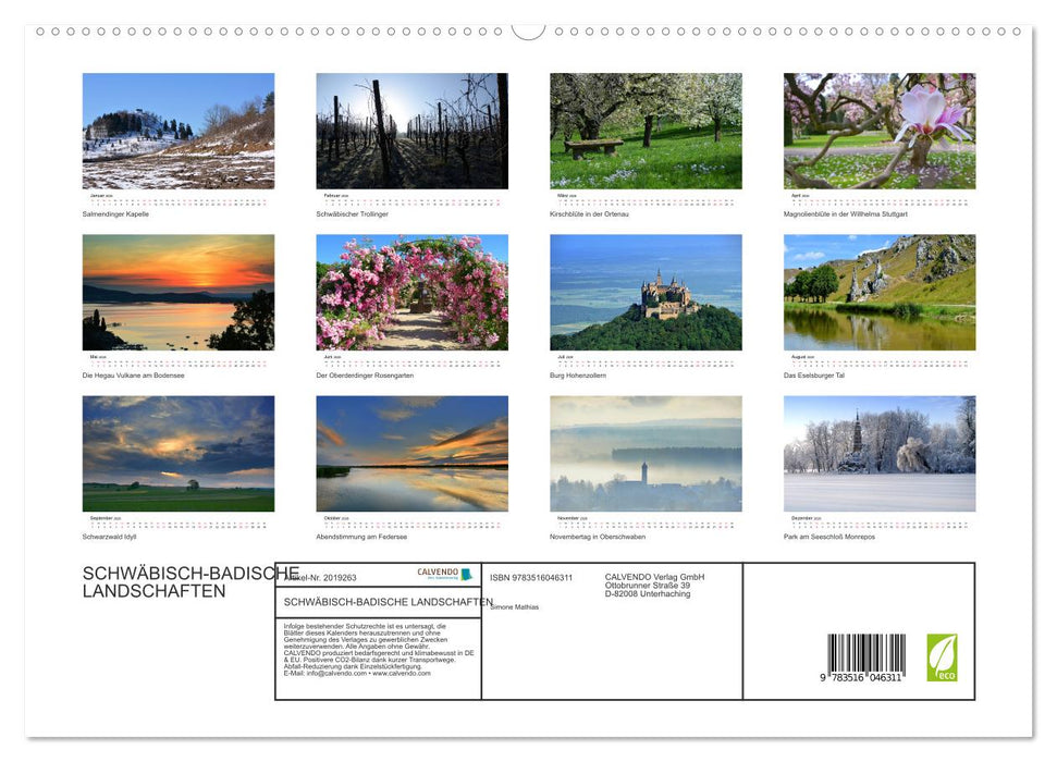 SCHWÄBISCH-BADISCHE LANDSCHAFTEN (CALVENDO Premium Wandkalender 2026)