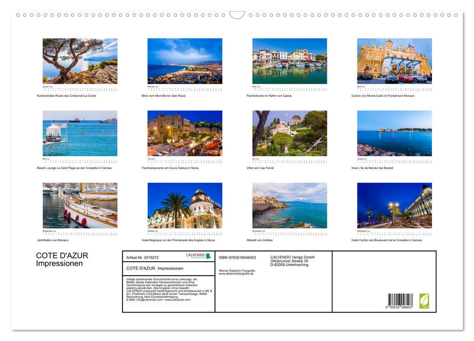 COTE D'AZUR Impressionen (CALVENDO Wandkalender 2026)