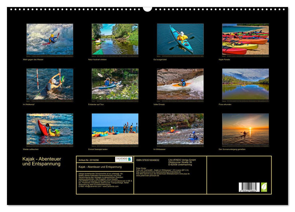 Kajak - Abenteuer und Entspannung (CALVENDO Wandkalender 2026)