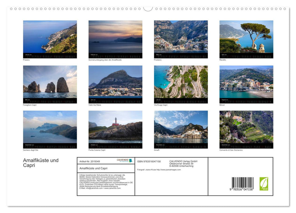 Amalfiküste und Capri (CALVENDO Premium Wandkalender 2026)