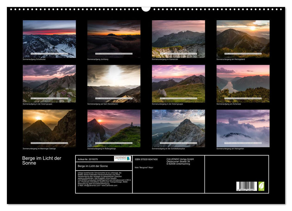Berge im Licht der Sonne (CALVENDO Wandkalender 2026)