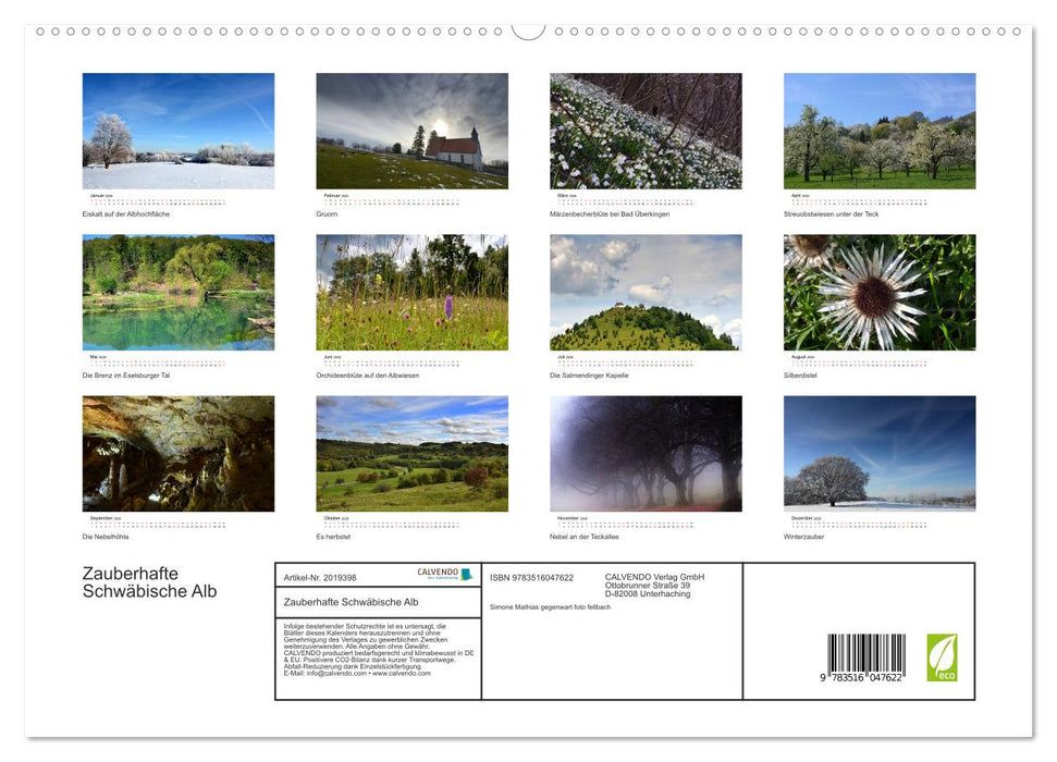 Zauberhafte Schwäbische Alb (CALVENDO Premium Wandkalender 2026)