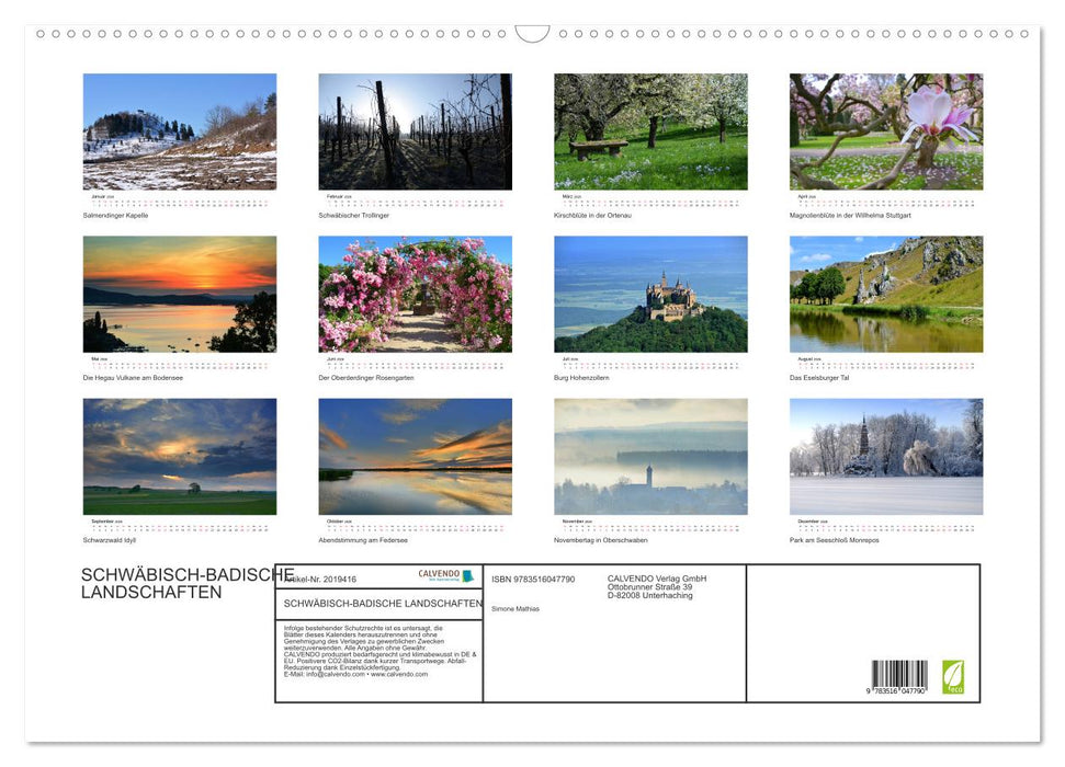 SCHWÄBISCH-BADISCHE LANDSCHAFTEN (CALVENDO Wandkalender 2026)