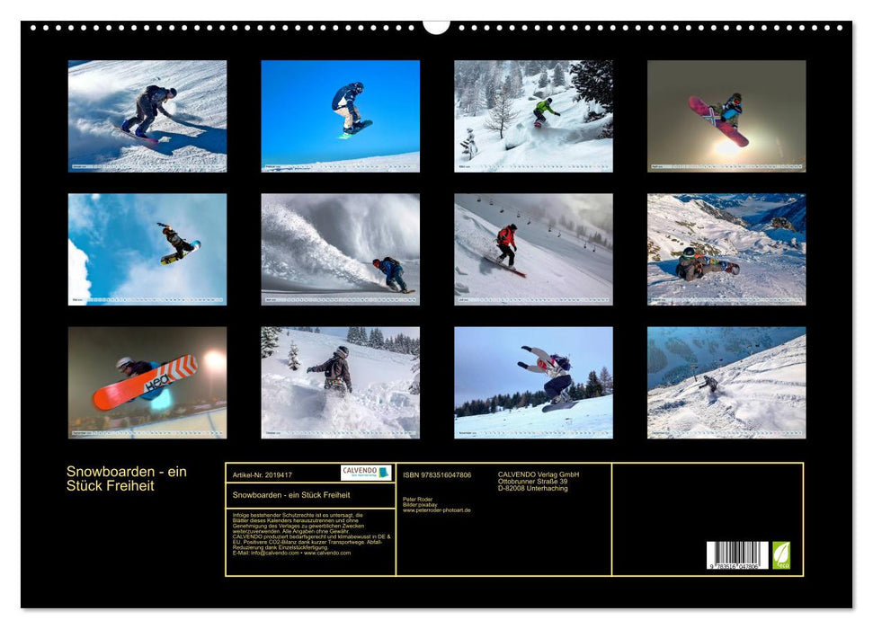 Snowboarden - ein Stück Freiheit (CALVENDO Wandkalender 2026)