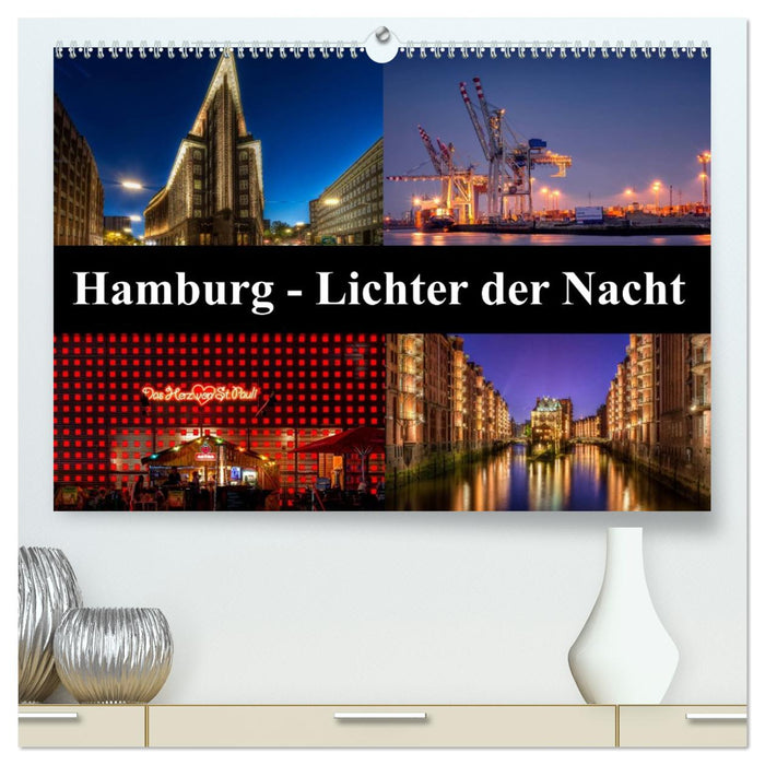 Hamburg - Lichter der Nacht (CALVENDO Premium Wandkalender 2026)