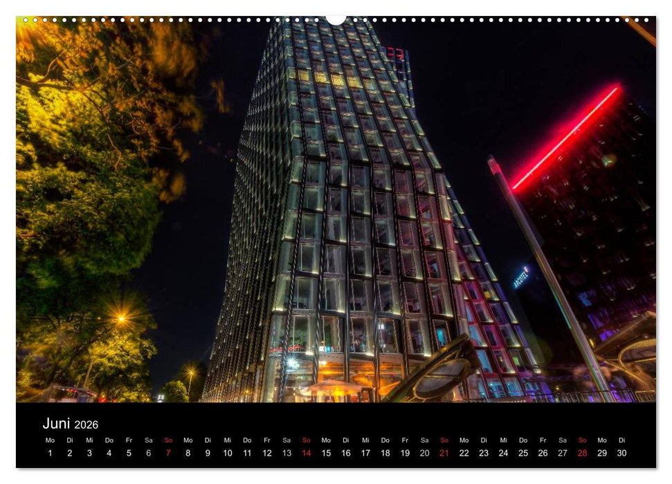 Hamburg - Lichter der Nacht (CALVENDO Premium Wandkalender 2026)