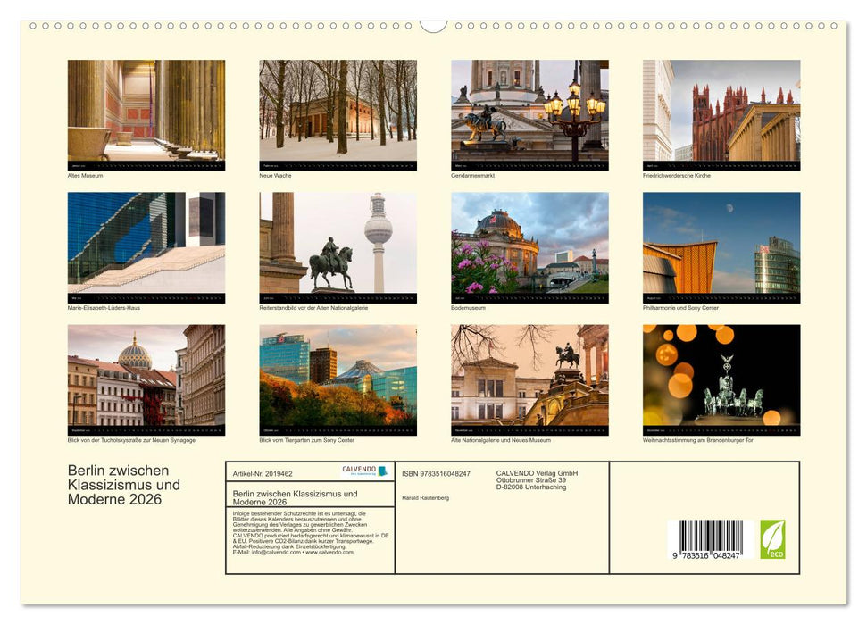 Berlin zwischen Klassizismus und Moderne 2026 (CALVENDO Premium Wandkalender 2026)
