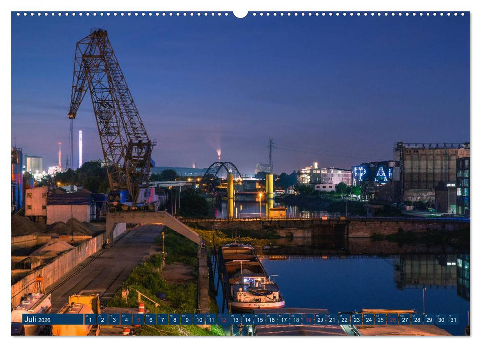 Mannheim 2026 - wenn es Nacht wird im Hafen (CALVENDO Premium Wandkalender 2026)