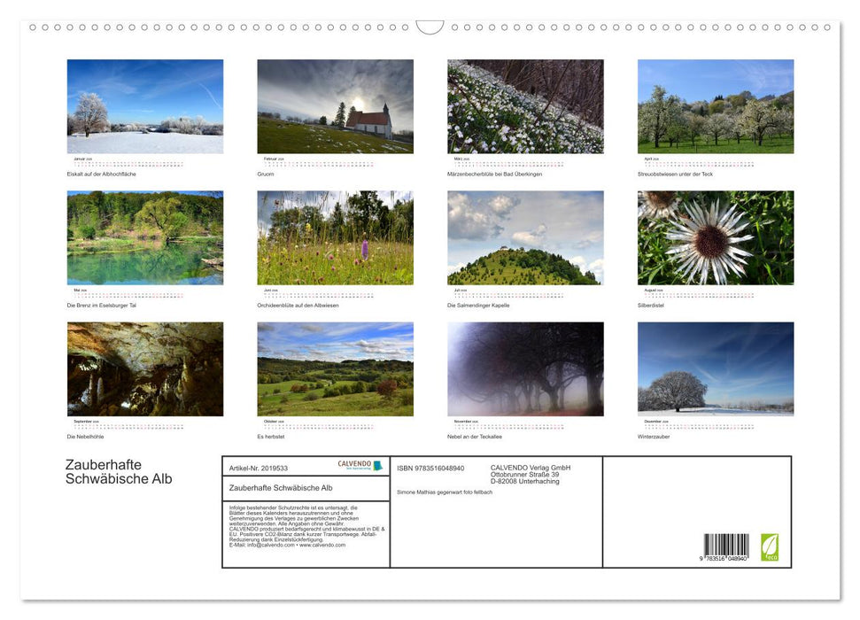 Zauberhafte Schwäbische Alb (CALVENDO Wandkalender 2026)