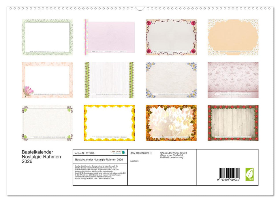 Bastelkalender Nostalgie-Rahmen 2026 (CALVENDO Premium Wandkalender 2026)