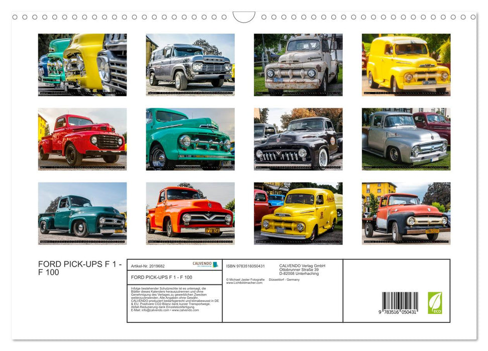 FORD PICK-UPS F 1 - F 100 (CALVENDO Wandkalender 2026)